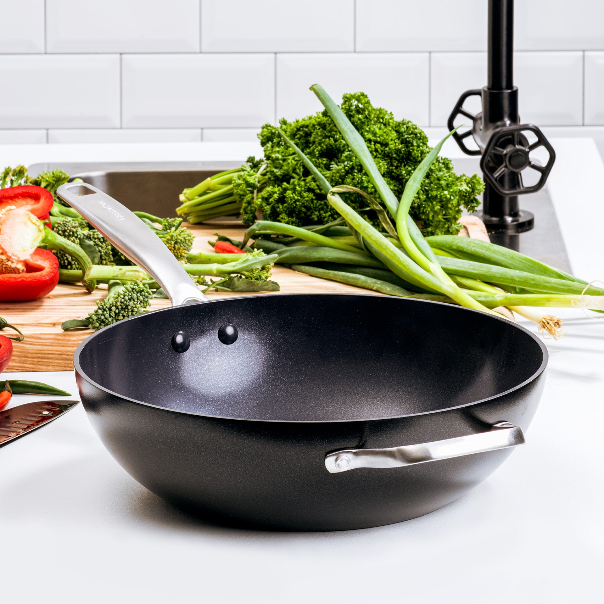 Copenhagen Wokpan 30cm zwart met groenten