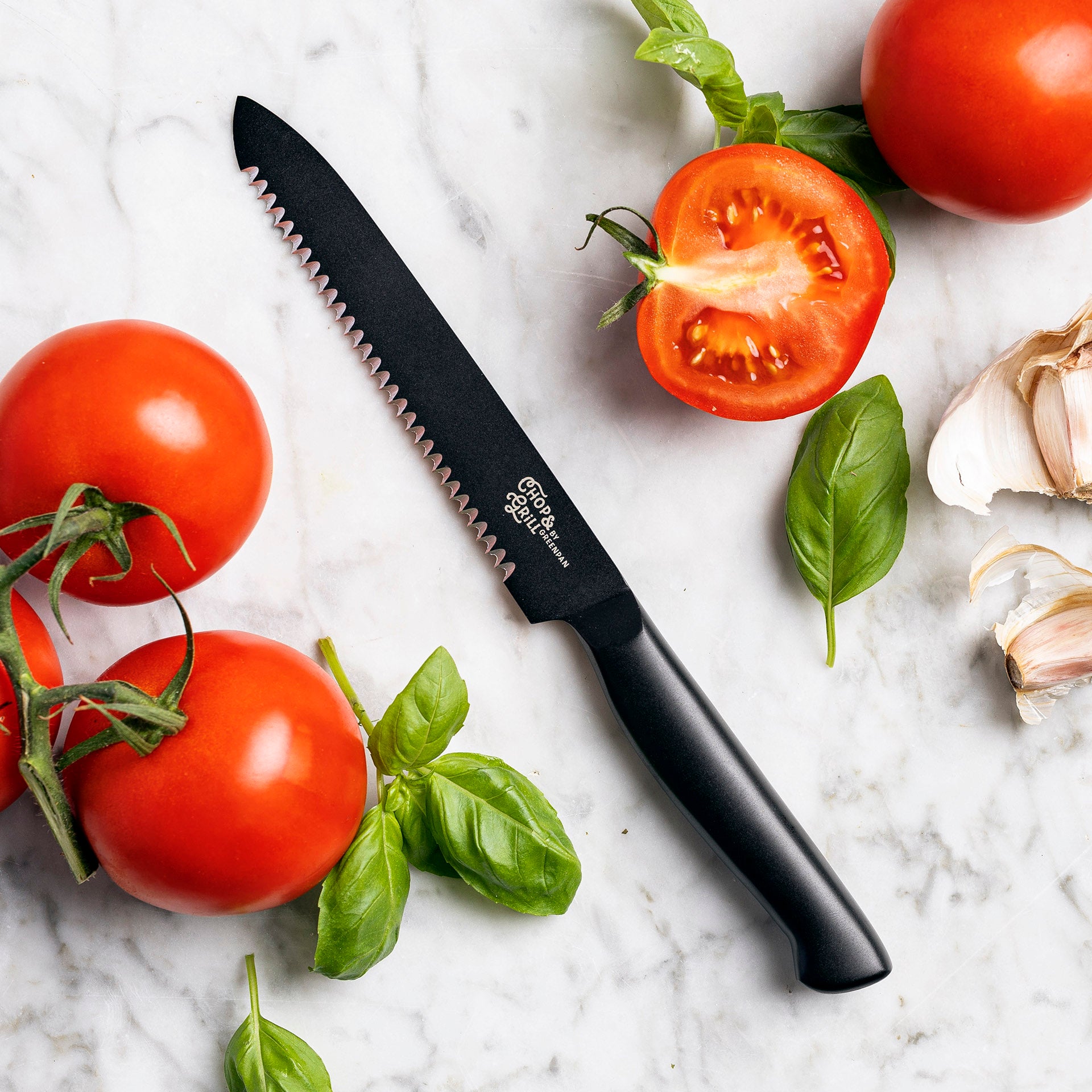 Chop & Grill Multifunctioneel mes zwart tomaten snijden