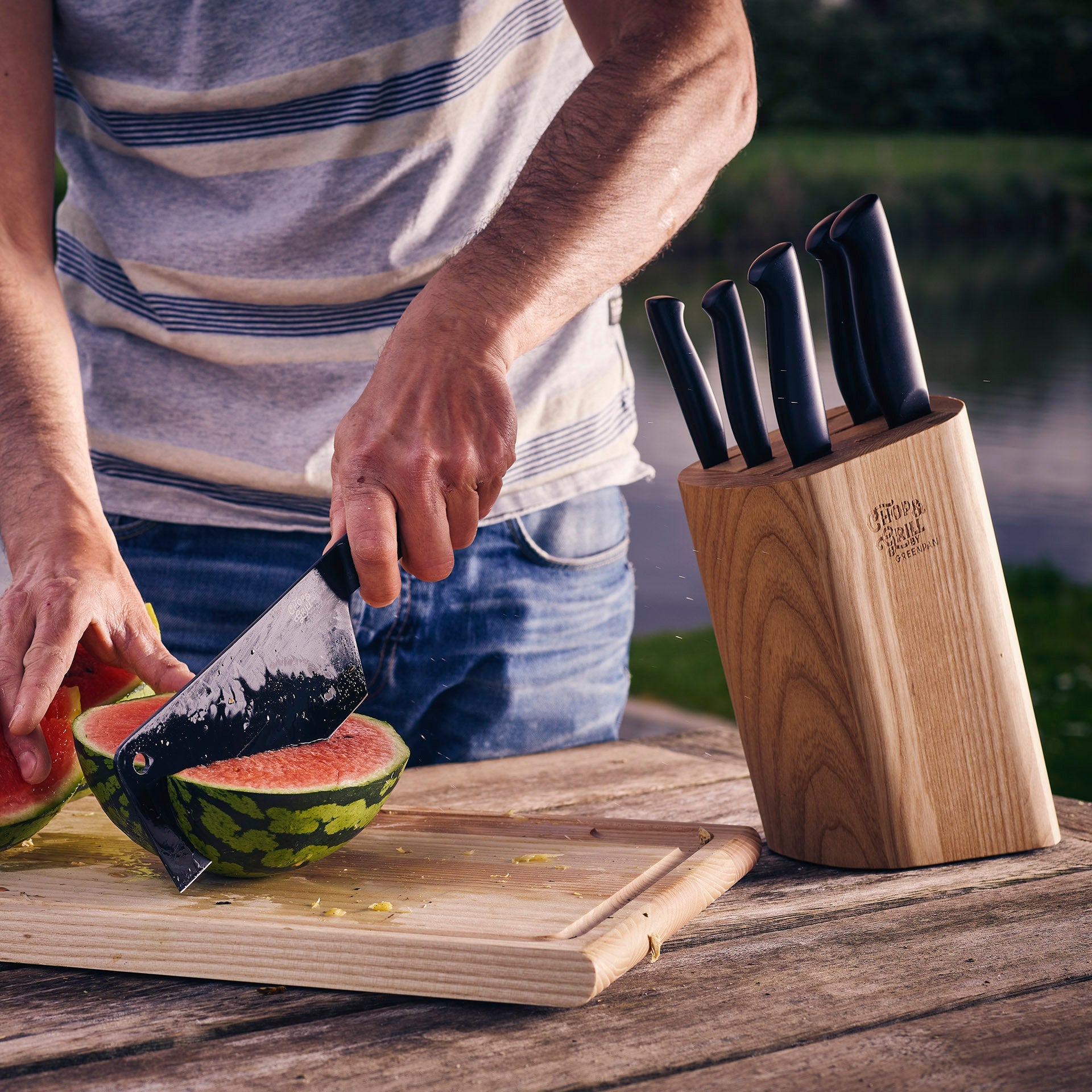 Greenpan Chop & Grill Knifeblock Messenset vooraanzicht 