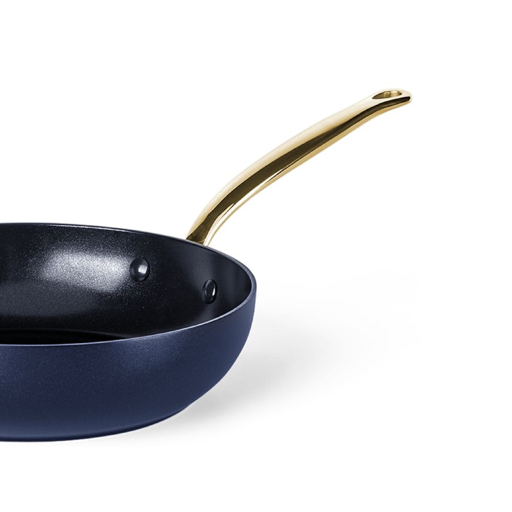 Barcelona Blue 2-delige Koekenpannenset 20+28cm blauw gouden handvat