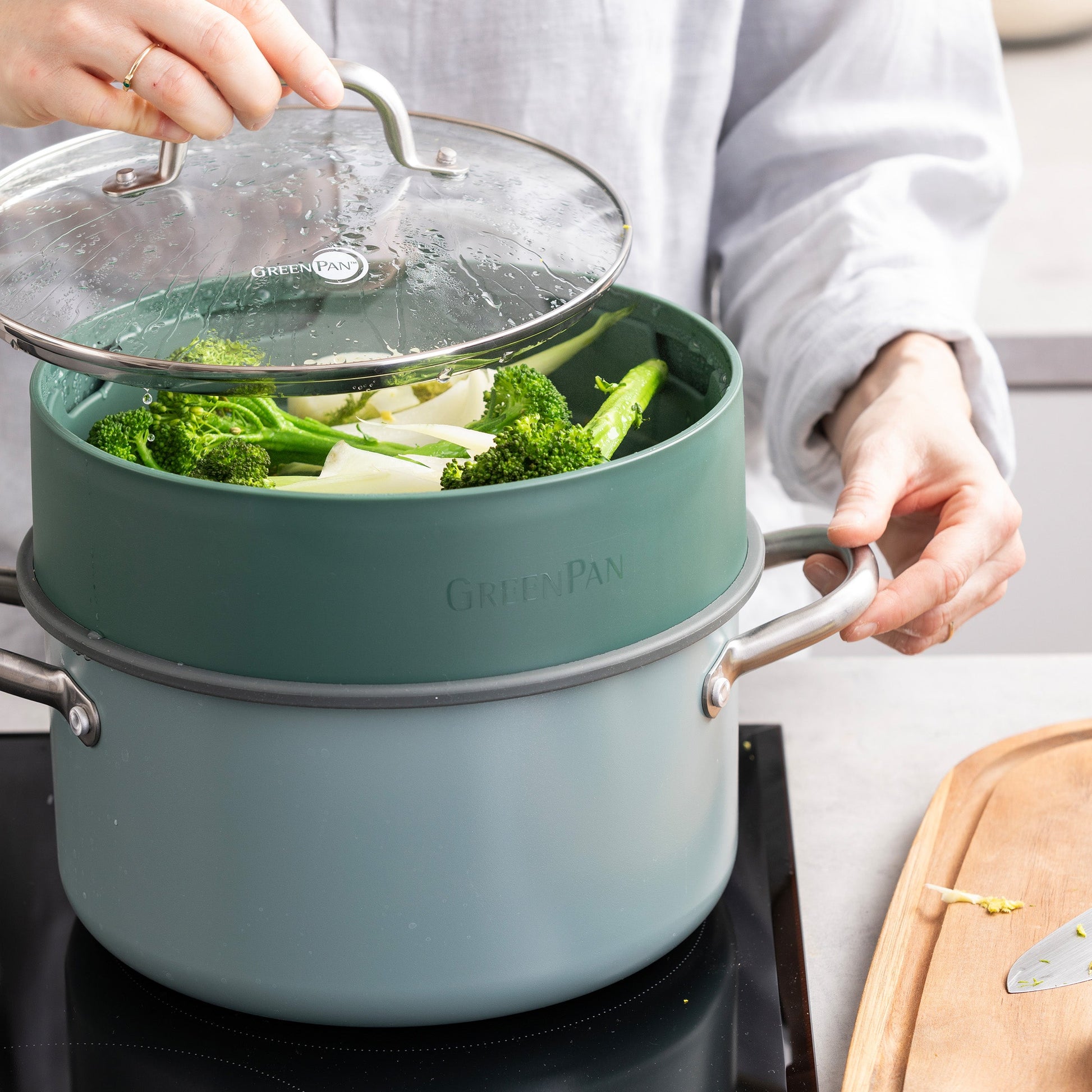 Steamy Groen 24cm met groenten in kookpot