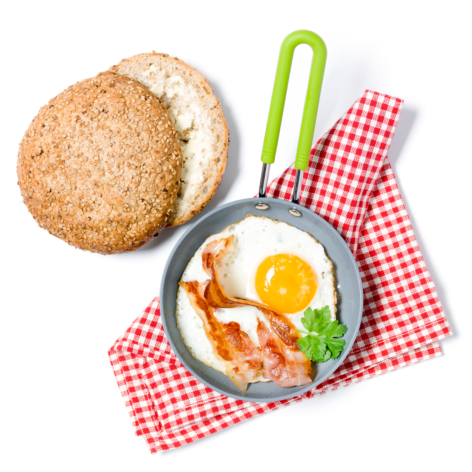 Mini Assortment Koekenpan 12.7cm grijs met spiegelei en brood