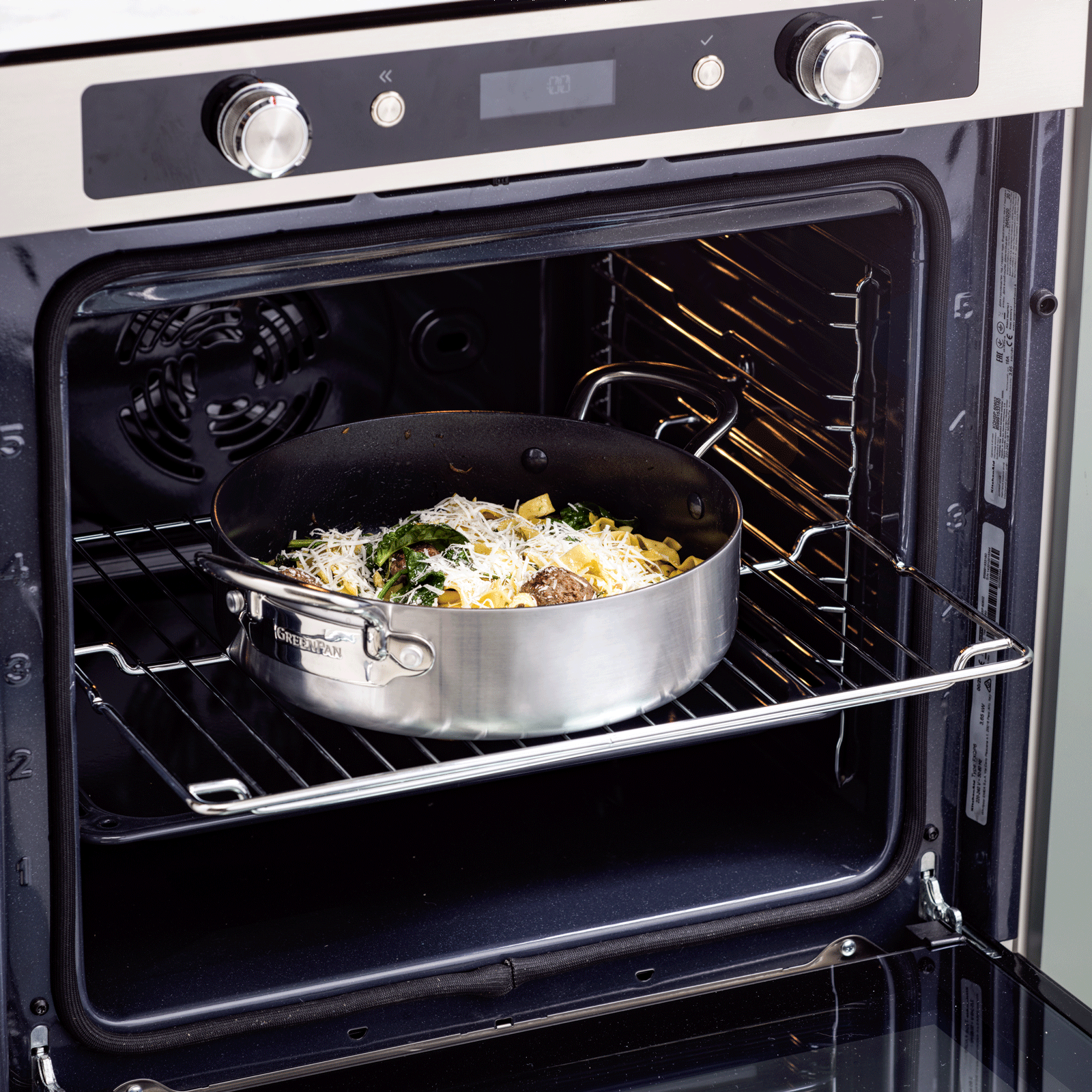 Barcelona Evershine Hapjespan met Deksel 26cm zilver in oven