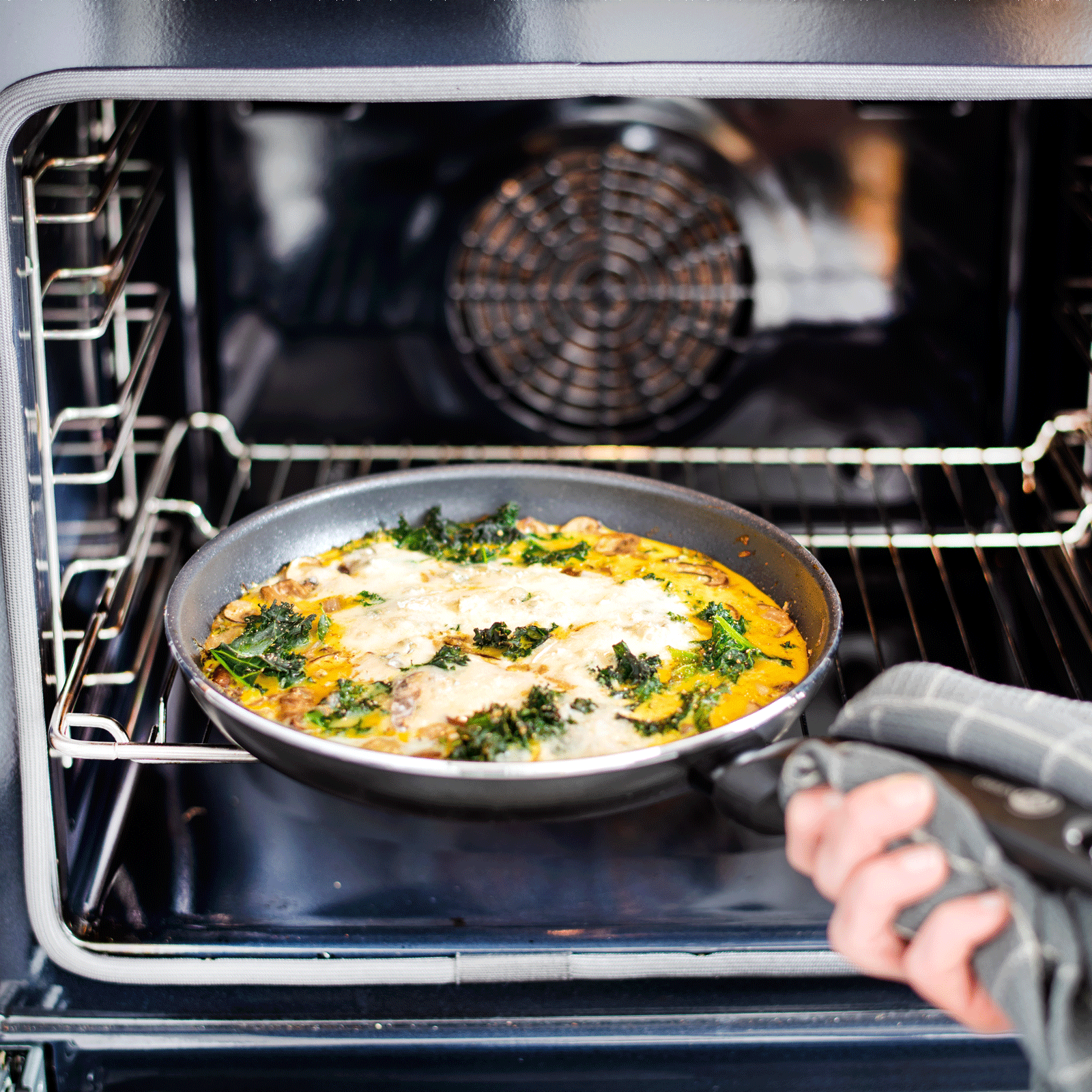 GreenPan Andorra Grillpan rond zwart  in de oven