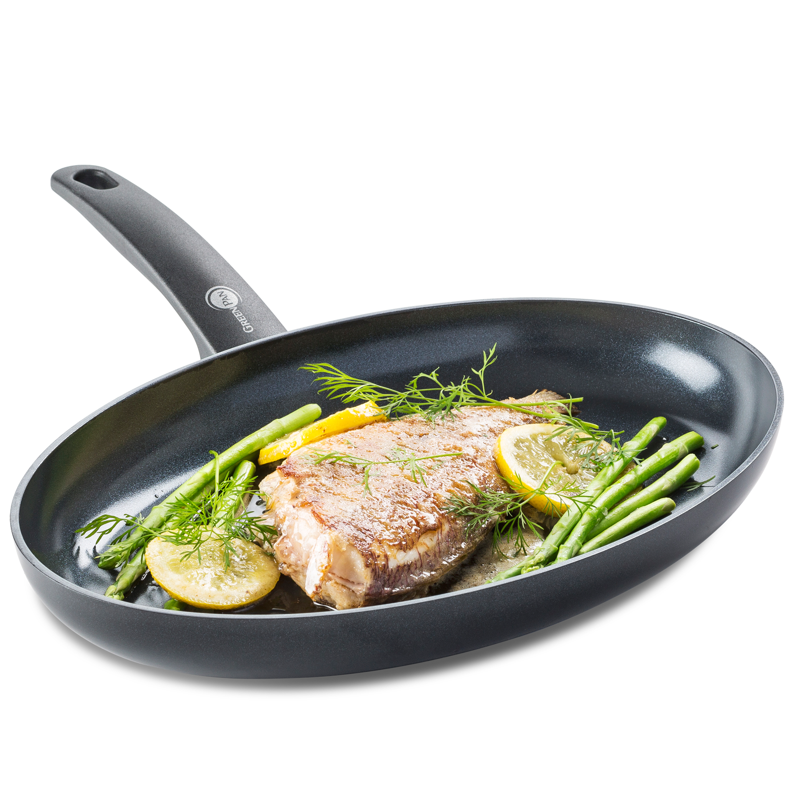  Cambridge Black Vispan 32cm zwart met vis en groenten