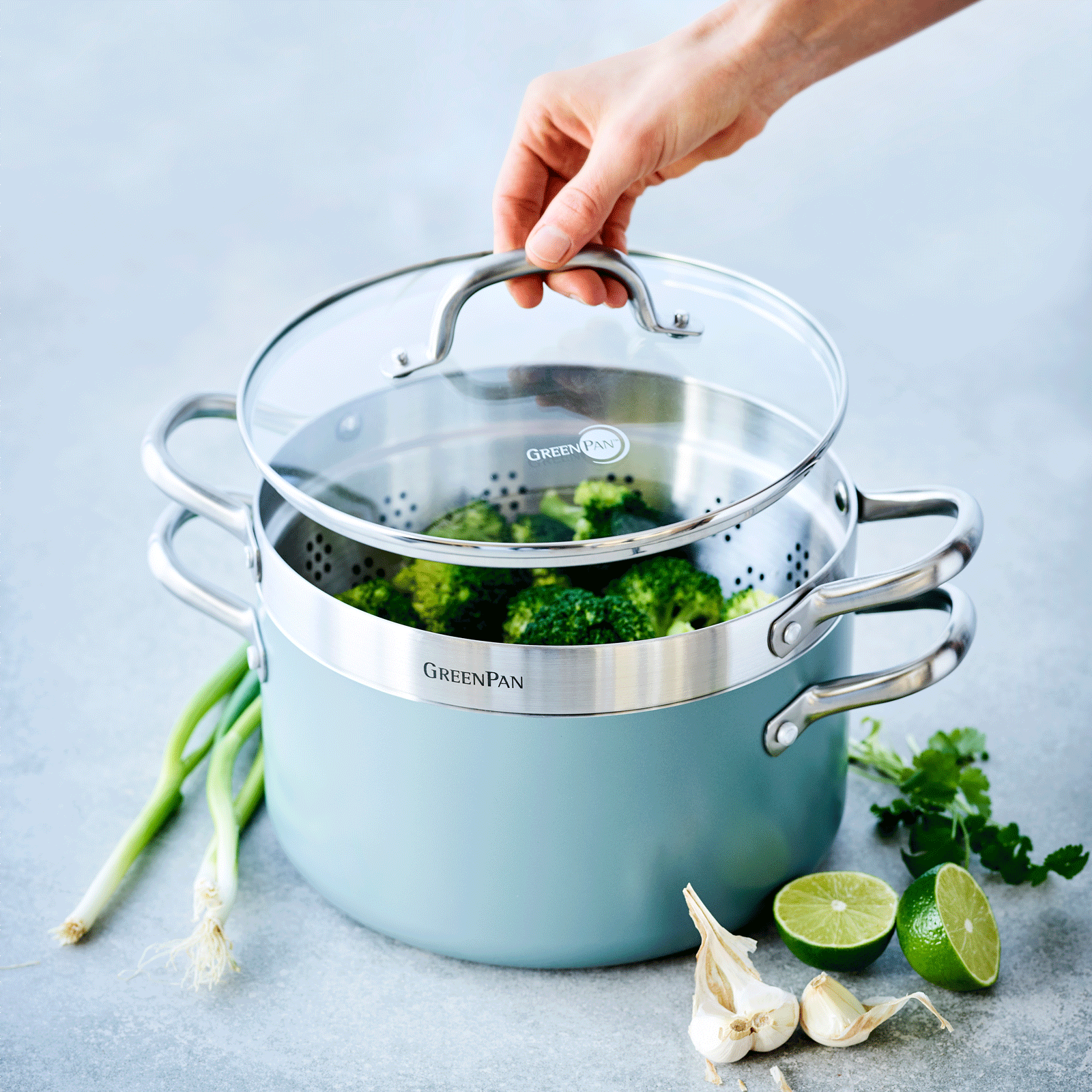 Mayflower Set 13-delig blauw kookpan met vergiet en broccoli