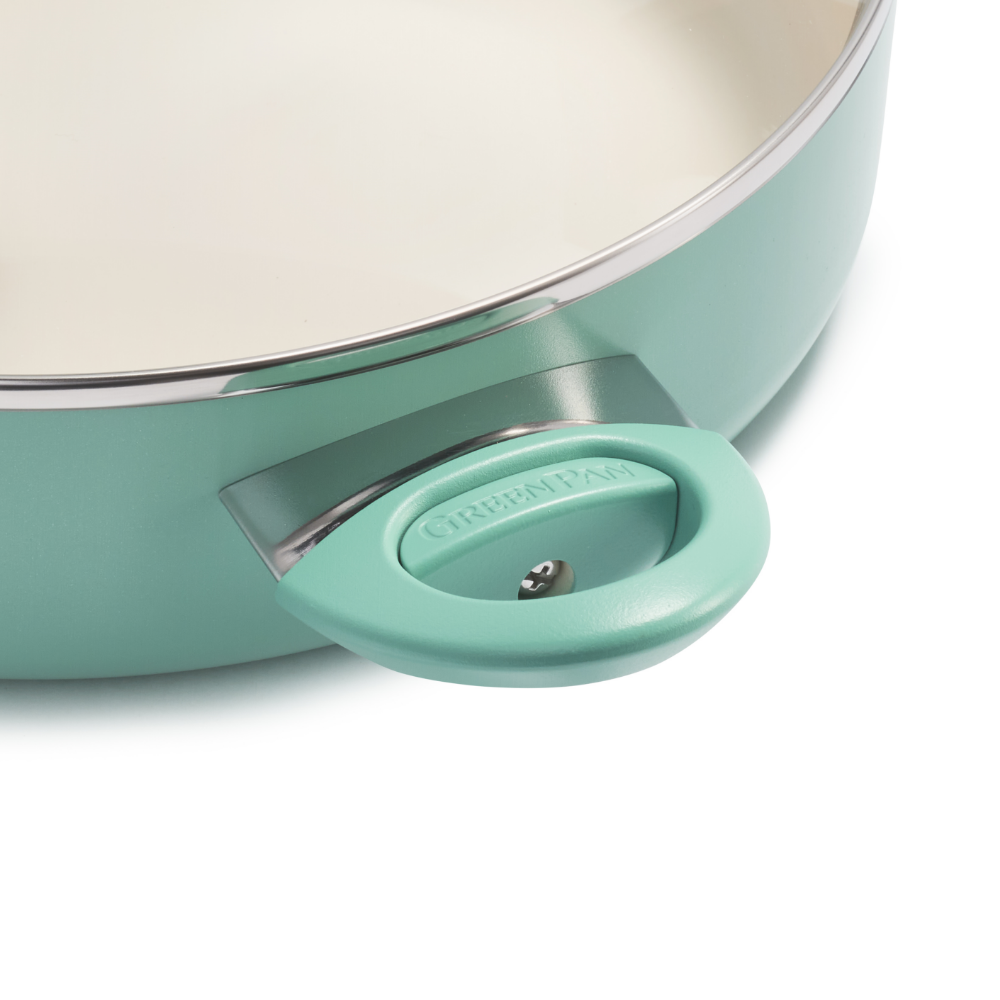  Rio Turquoise Hapjespan met deksel 30cm handvat