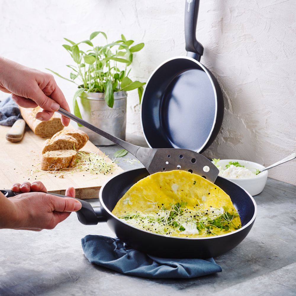 Torino Koekenpannenset 3-delig 20+24+28cm zwart met eten