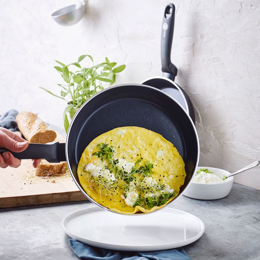 Torino Koekenpannenset 3-delig 20+24+28cm zwart met eten