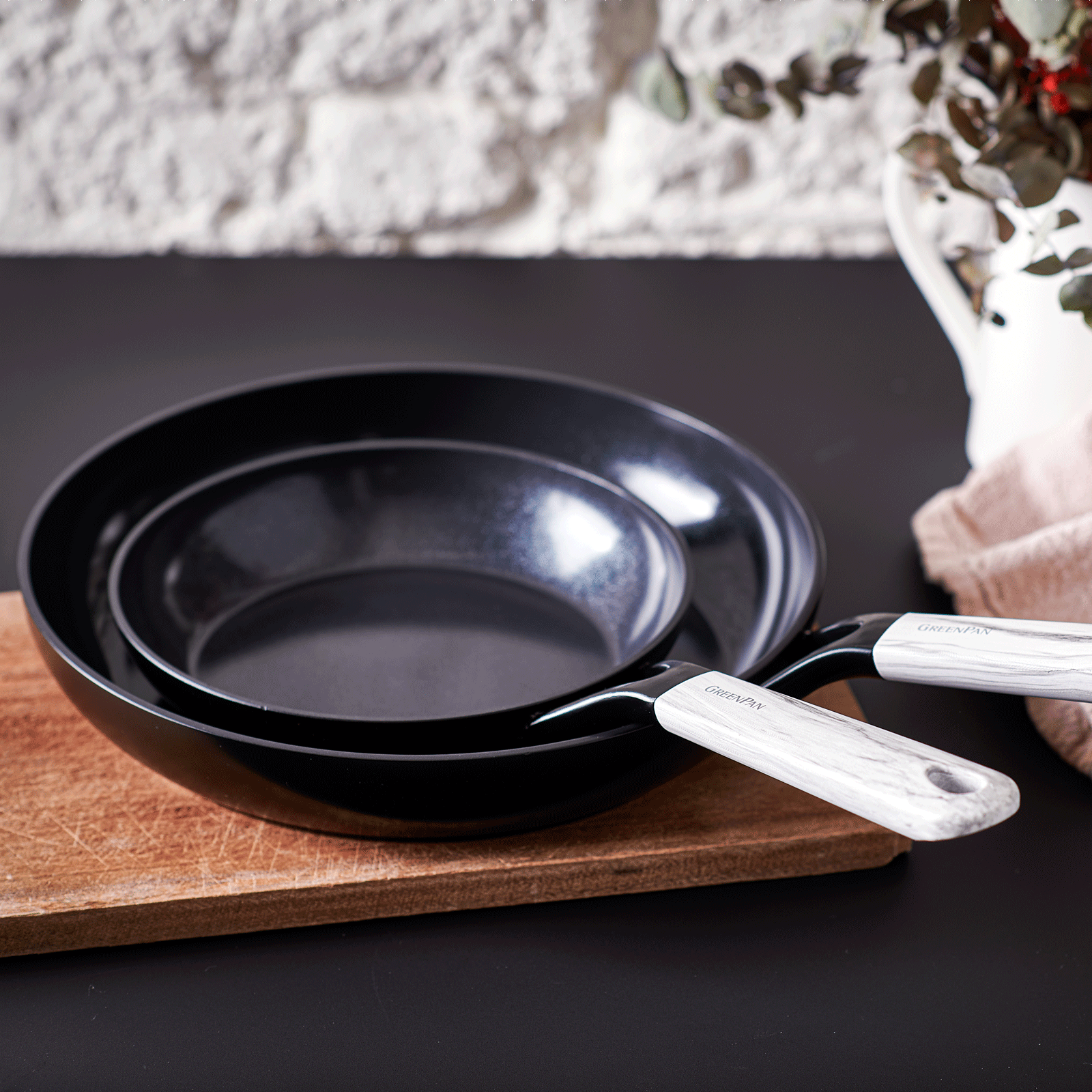 Smart Collection Marble Koekenpannenset 2-delig 20+28cm zwart