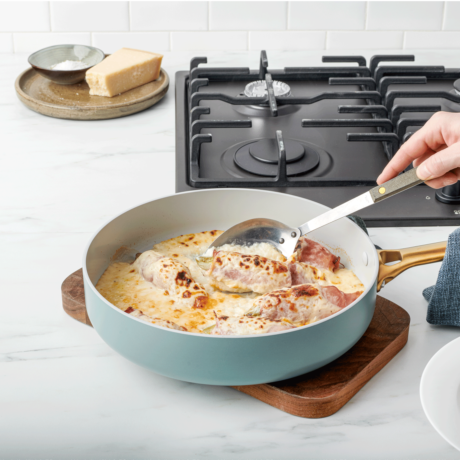 Padova Hapjespan met Deksel 24cm blauw gerecht