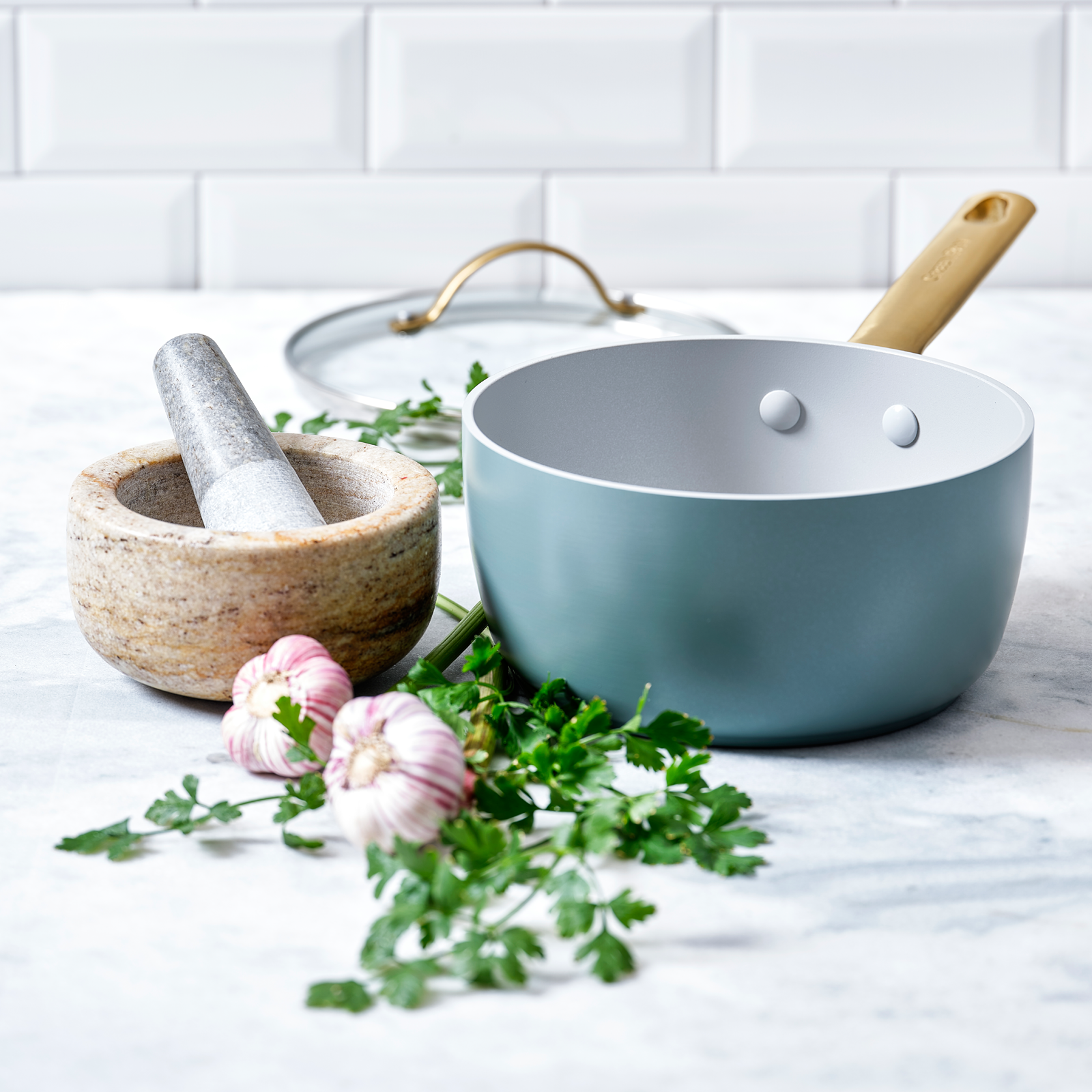 Padova Steelpan met Deksel 18cm blauw 