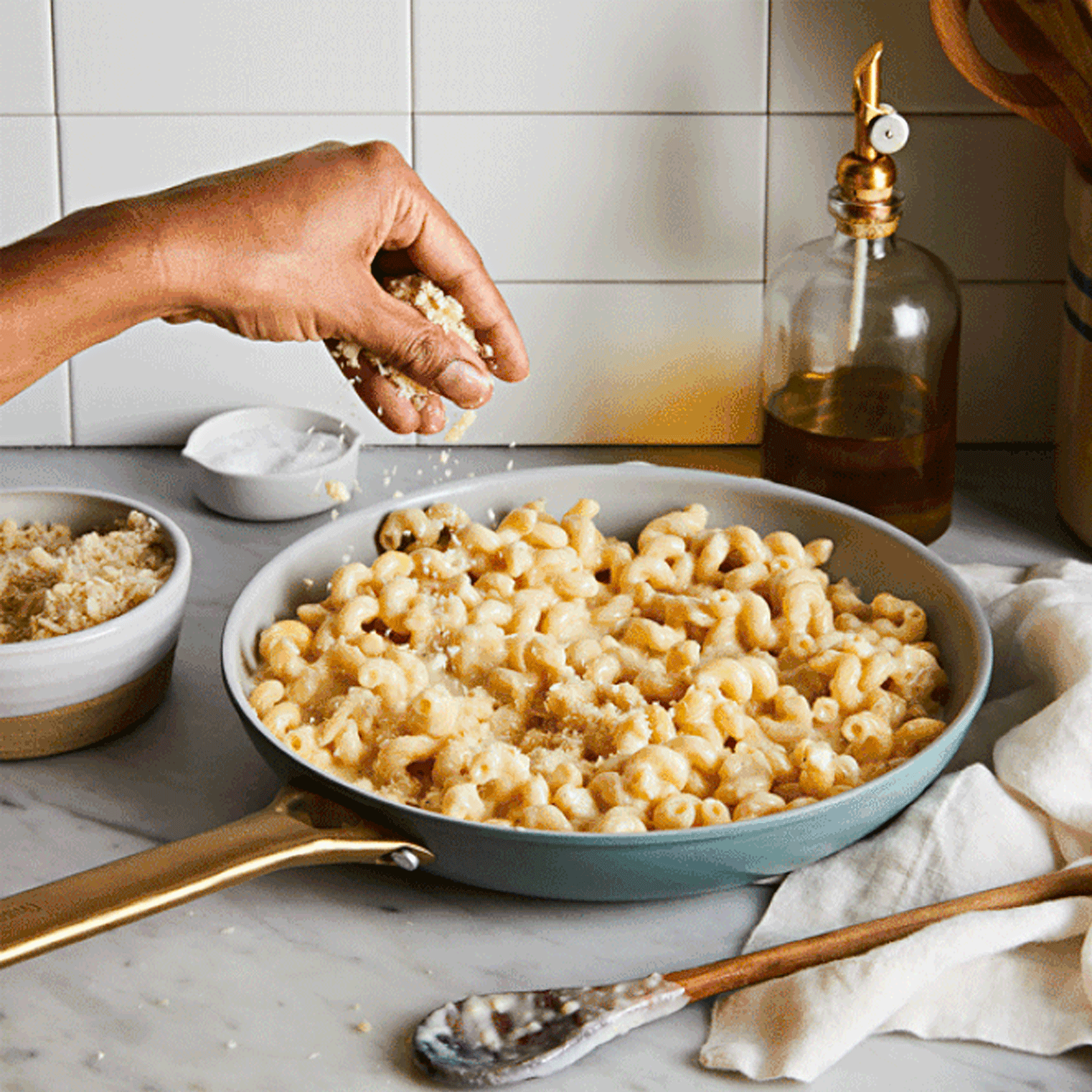 Padova Koekenpan 20cm blauw met macaroni