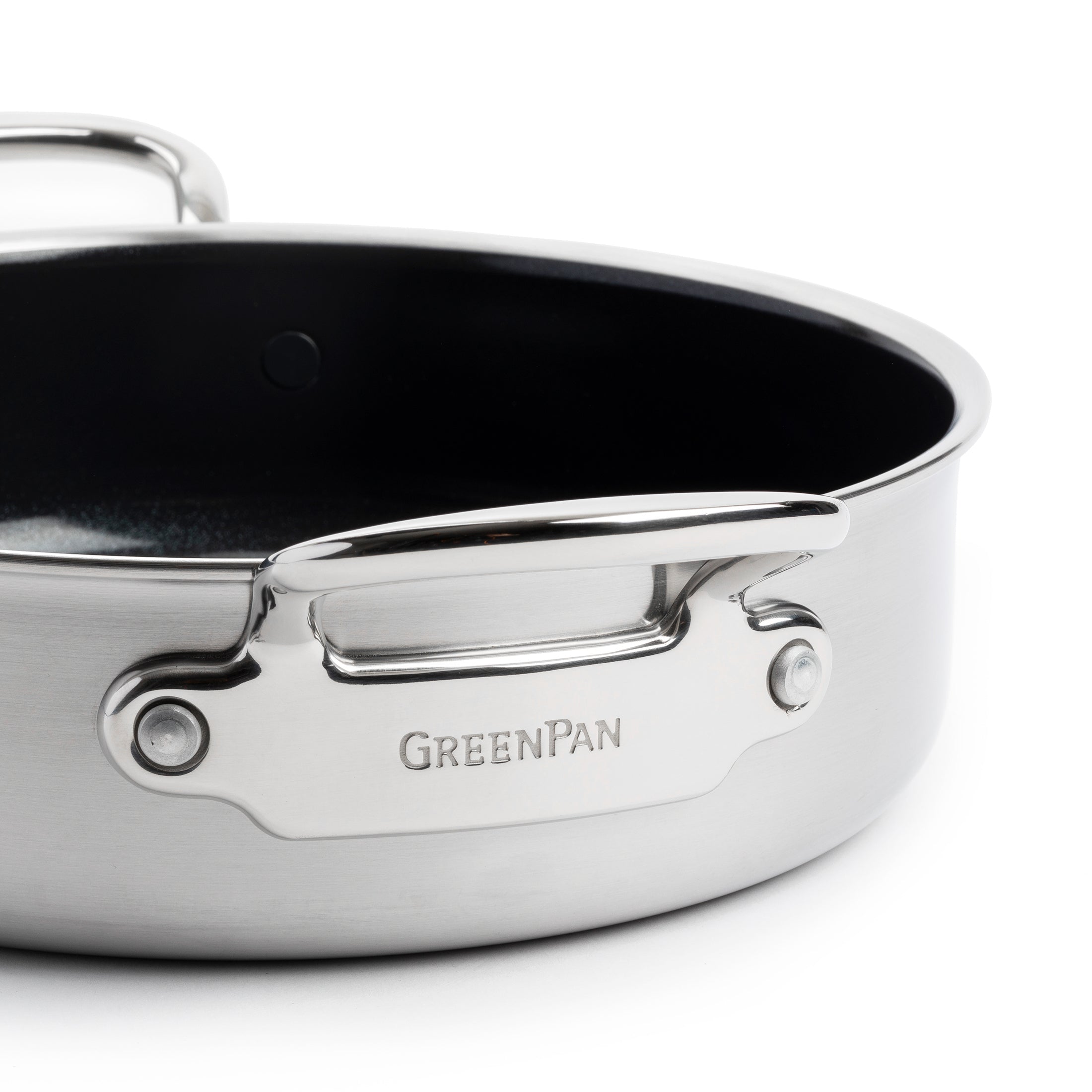 Premiere Hapjespan met Deksel 26cm zilver zijaanzicht