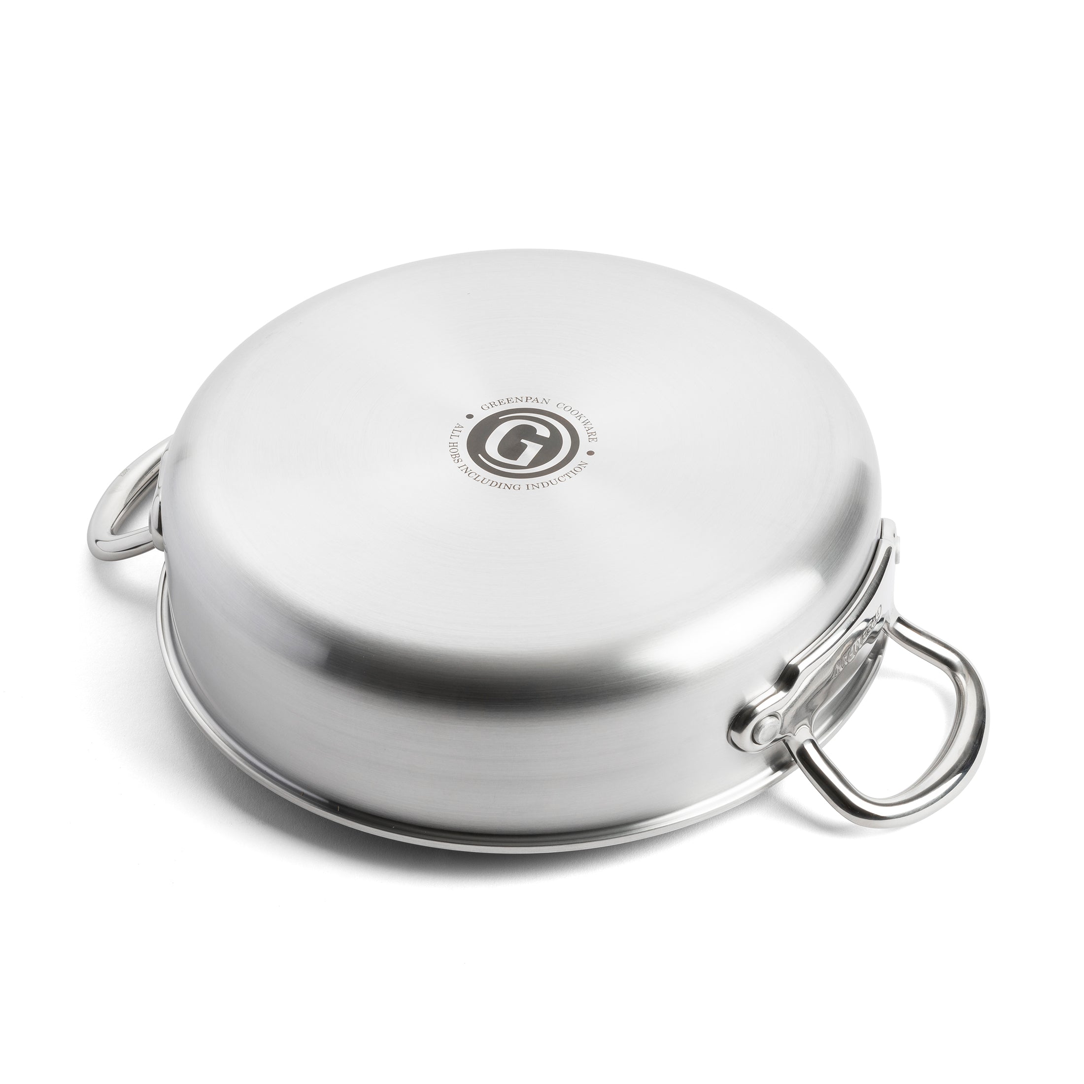 Premiere Hapjespan met Deksel 26cm zilver onderaanzicht