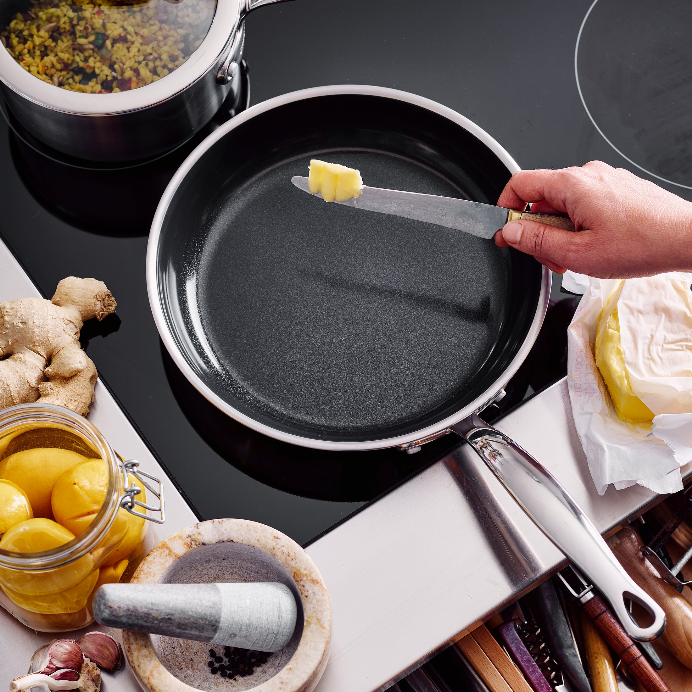 Premiere Koekenpan 20cm zilver op vuur