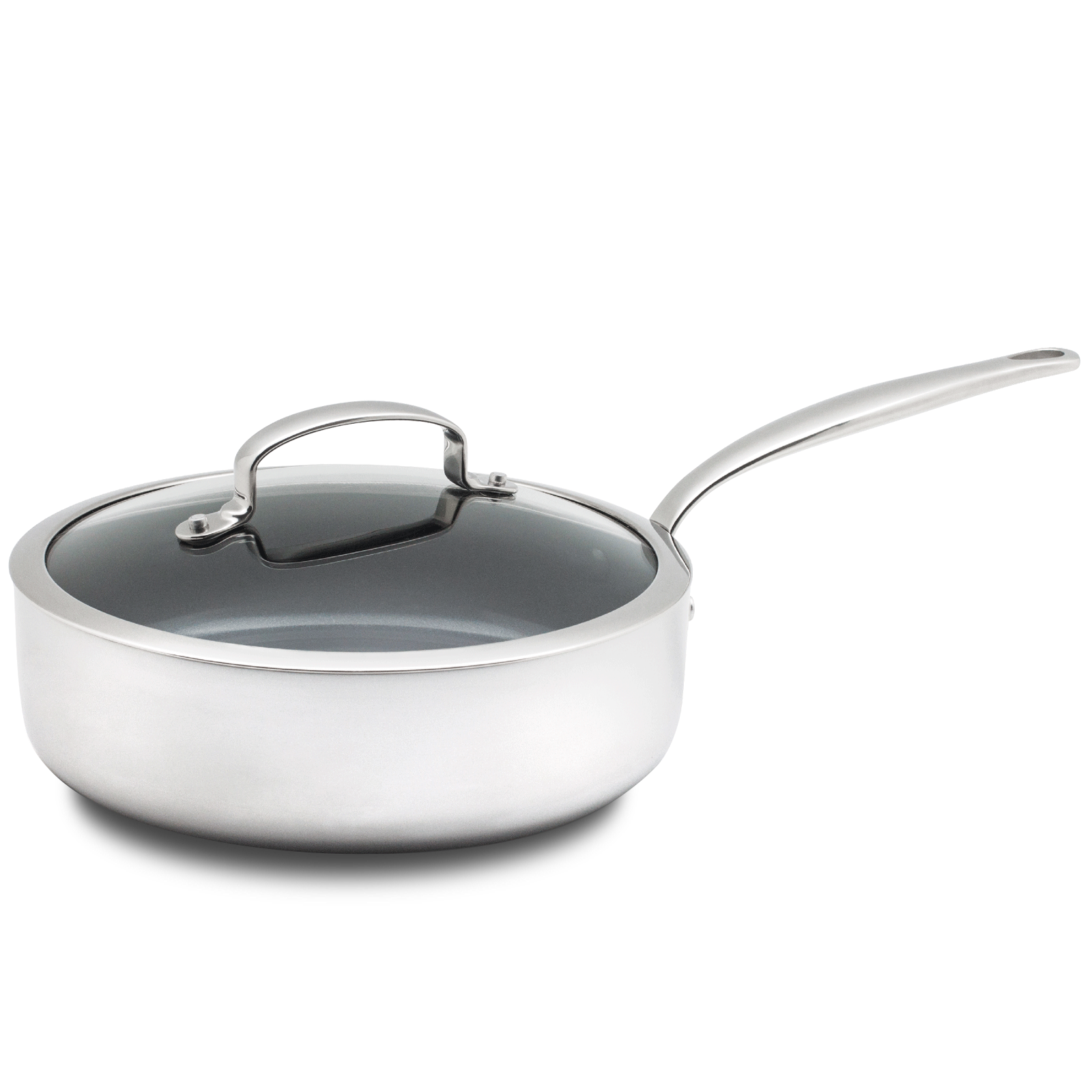 Evershine Hapjespan met Deksel 24cm zilver zijaanzicht