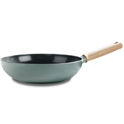 Mayflower Wok 28cm blauw met essenhouten handgreep