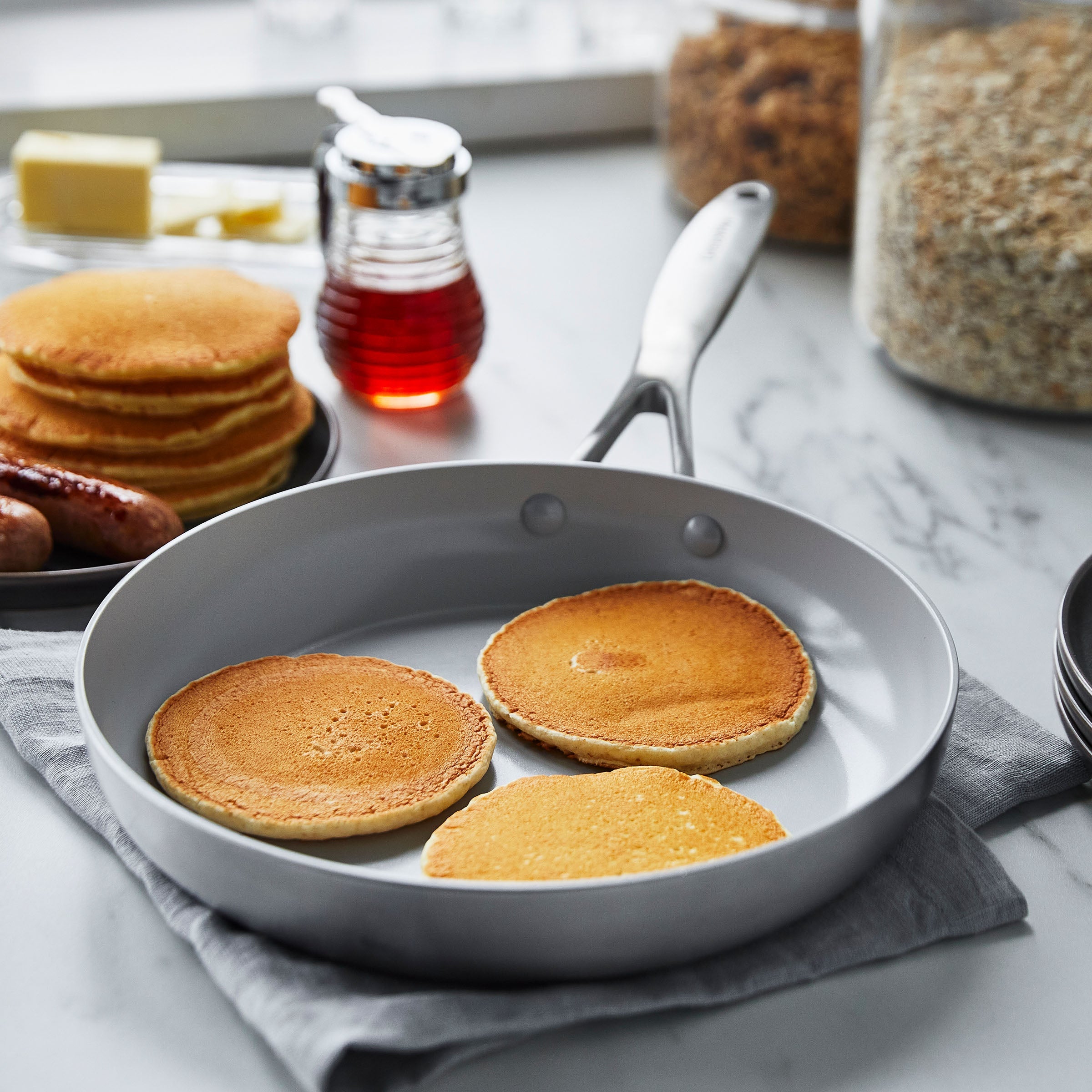 Venice Pro Evershine 7-delige set 16+24+26cm zilver braadpan met american pancakes
