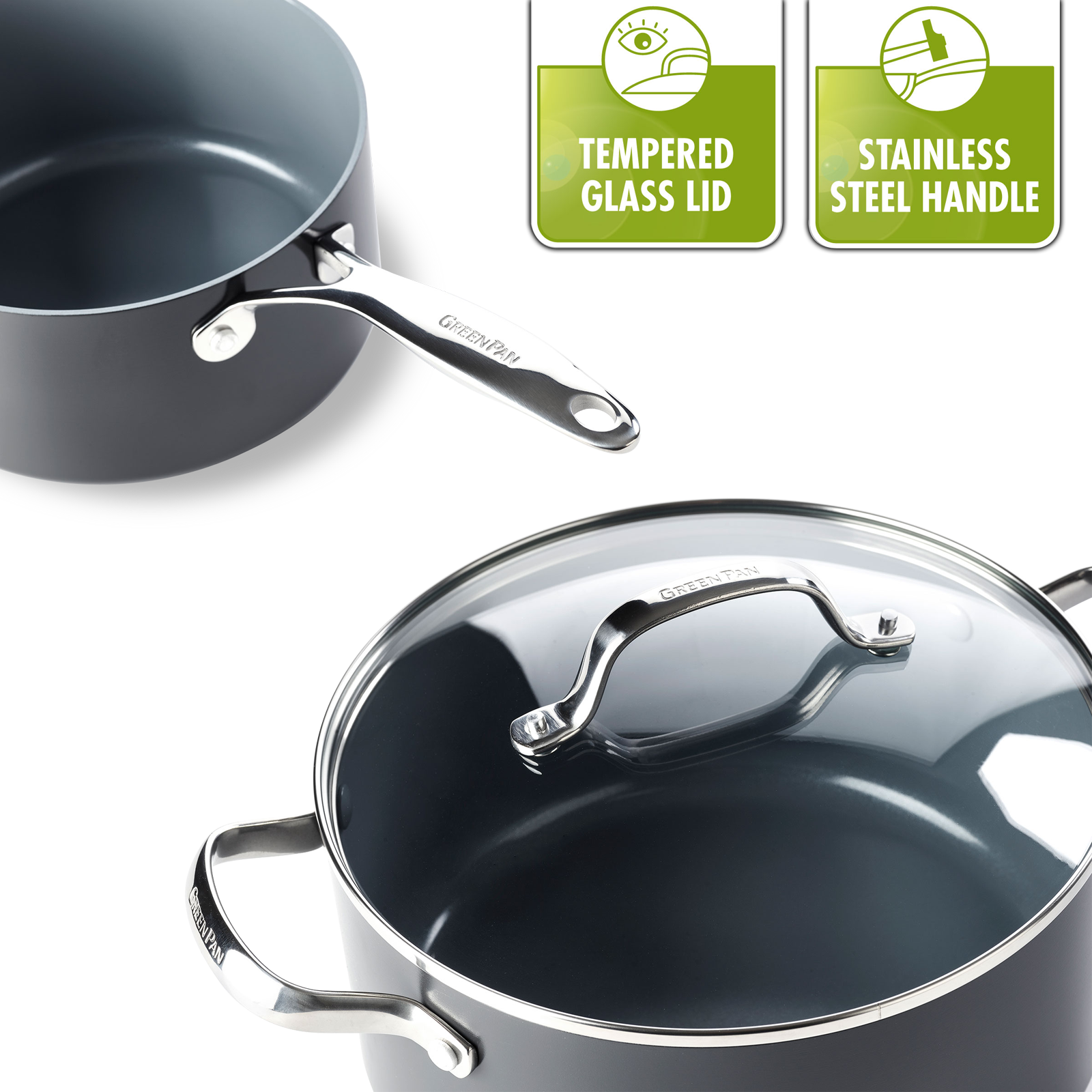 Venice Pro Steelpannenset 6-delig 16+18+20cm grijs